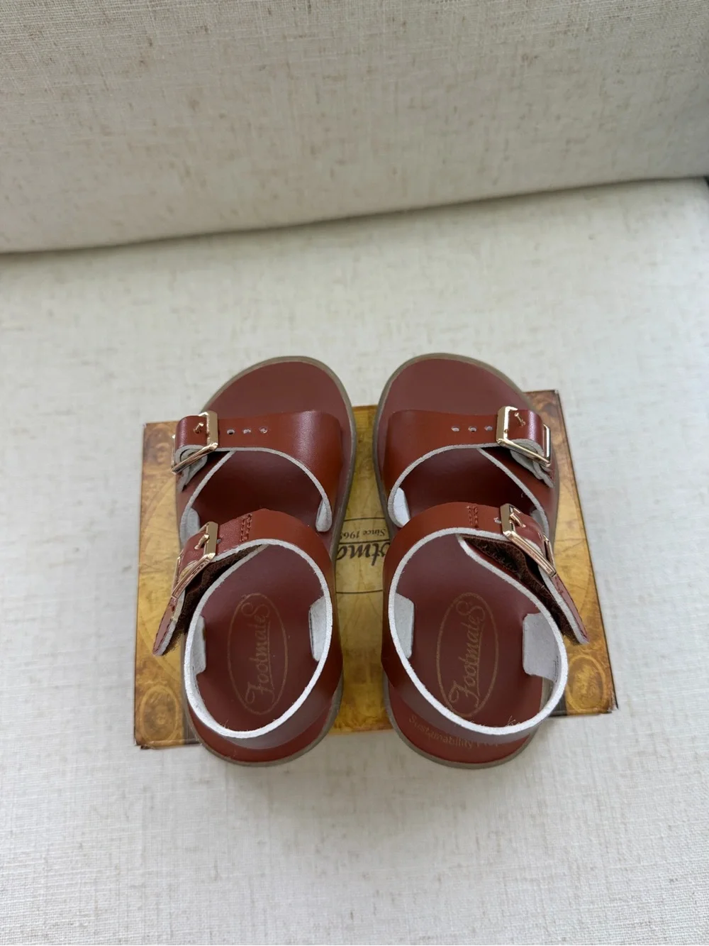 FootMates Toddler Brown Leather Double-Buckle Sandals